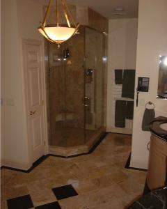 Master Bath Shower With Marble Floor And Shower